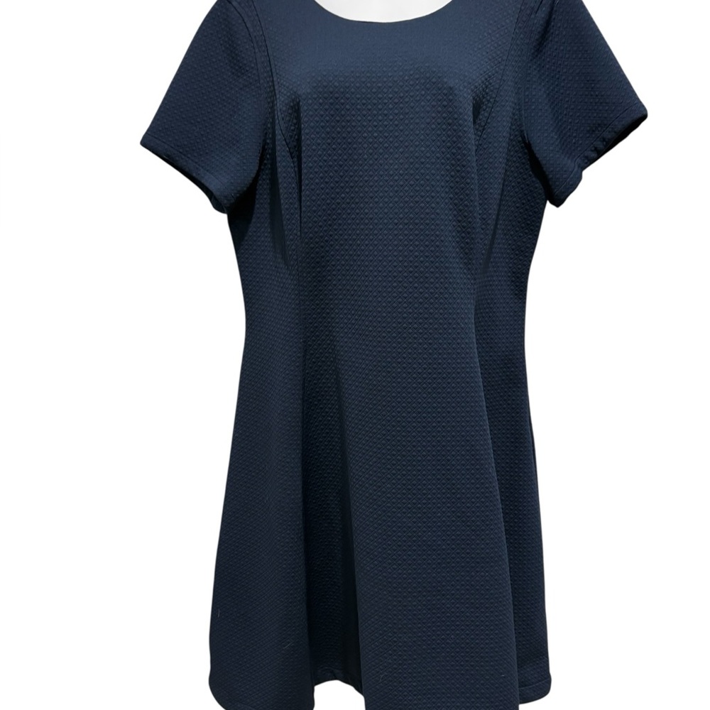 LANE BRYANT Women’s Navy Short Sleeve Fit and Flare Stretch Dress Size 18